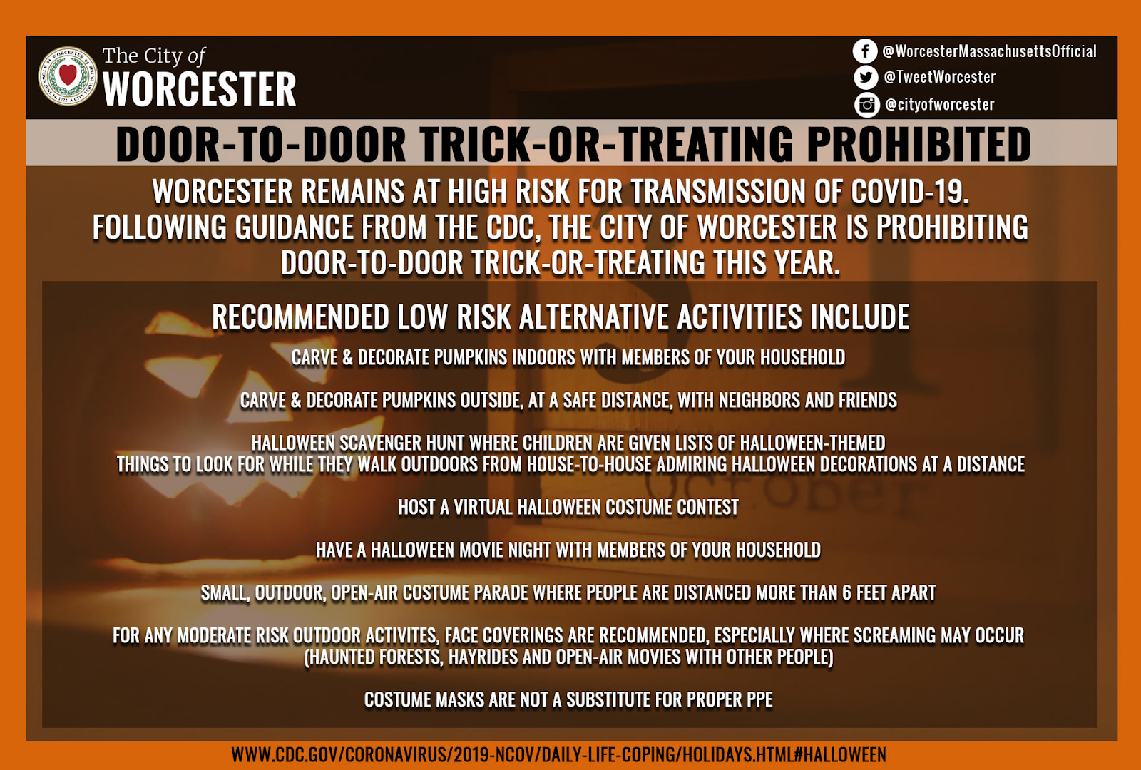 Worcester TrickorTreating Cancelled · COVID19 Chronicles Worcester